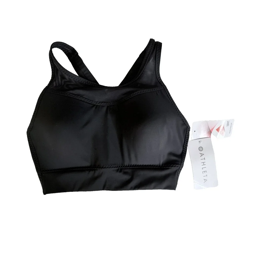 NWT $69 Athleta Gigi Sports Bra Black‎ Size S High Impact Fitness Athletic